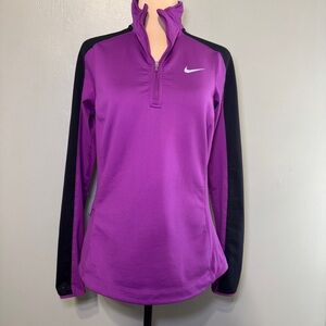 Nike Running Dri-Fit 1/4-1/2 Zip Pullover Sweatshirt Med Women’s Purple & Black
